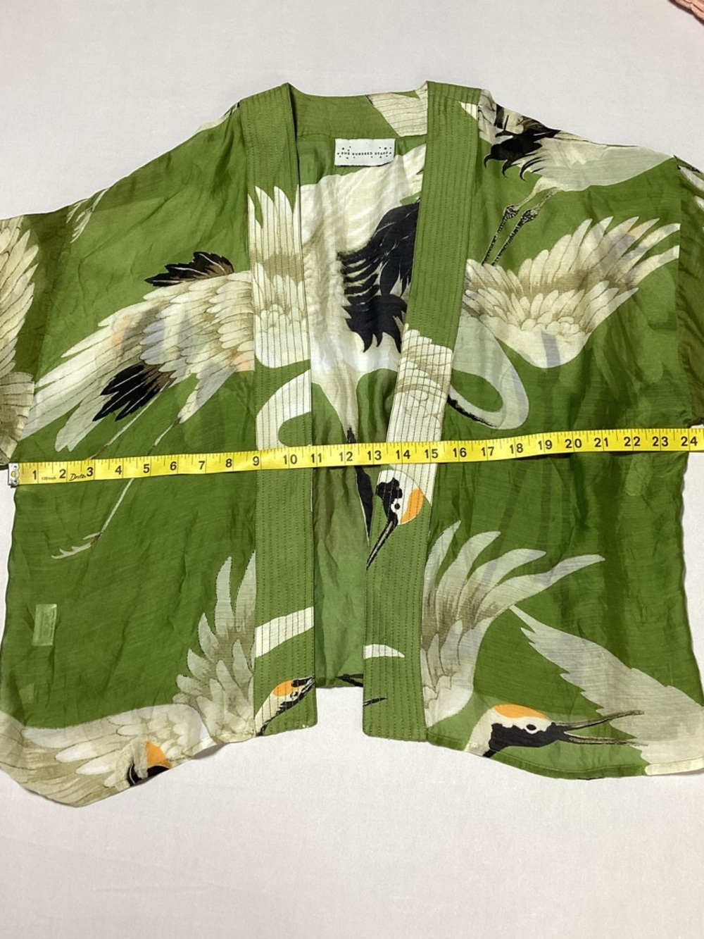One Hundred Stars Stork Print Lightweight Kimono Top - Picture 9 of 9